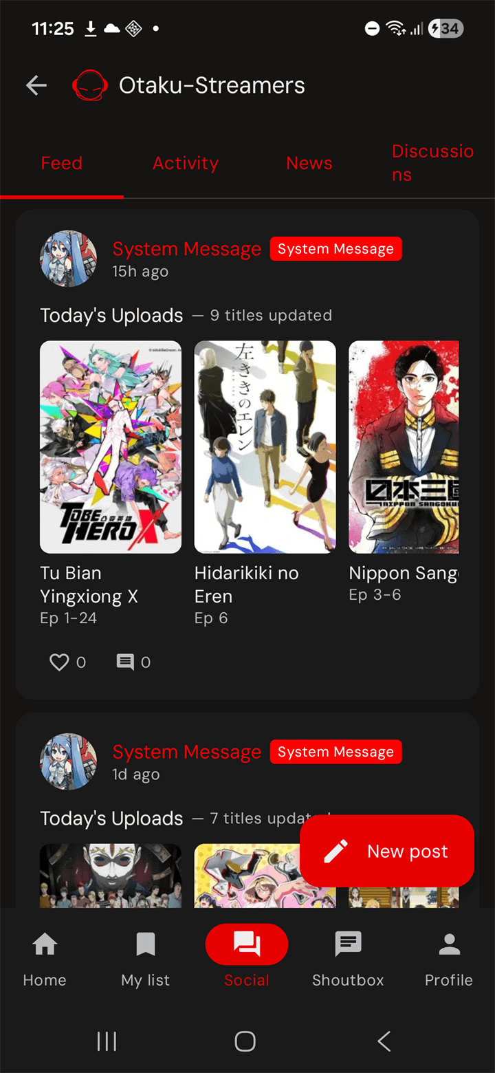 Social Feed tab