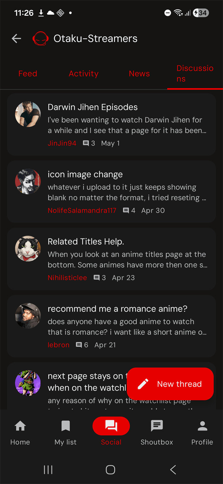 Social Discussions tab